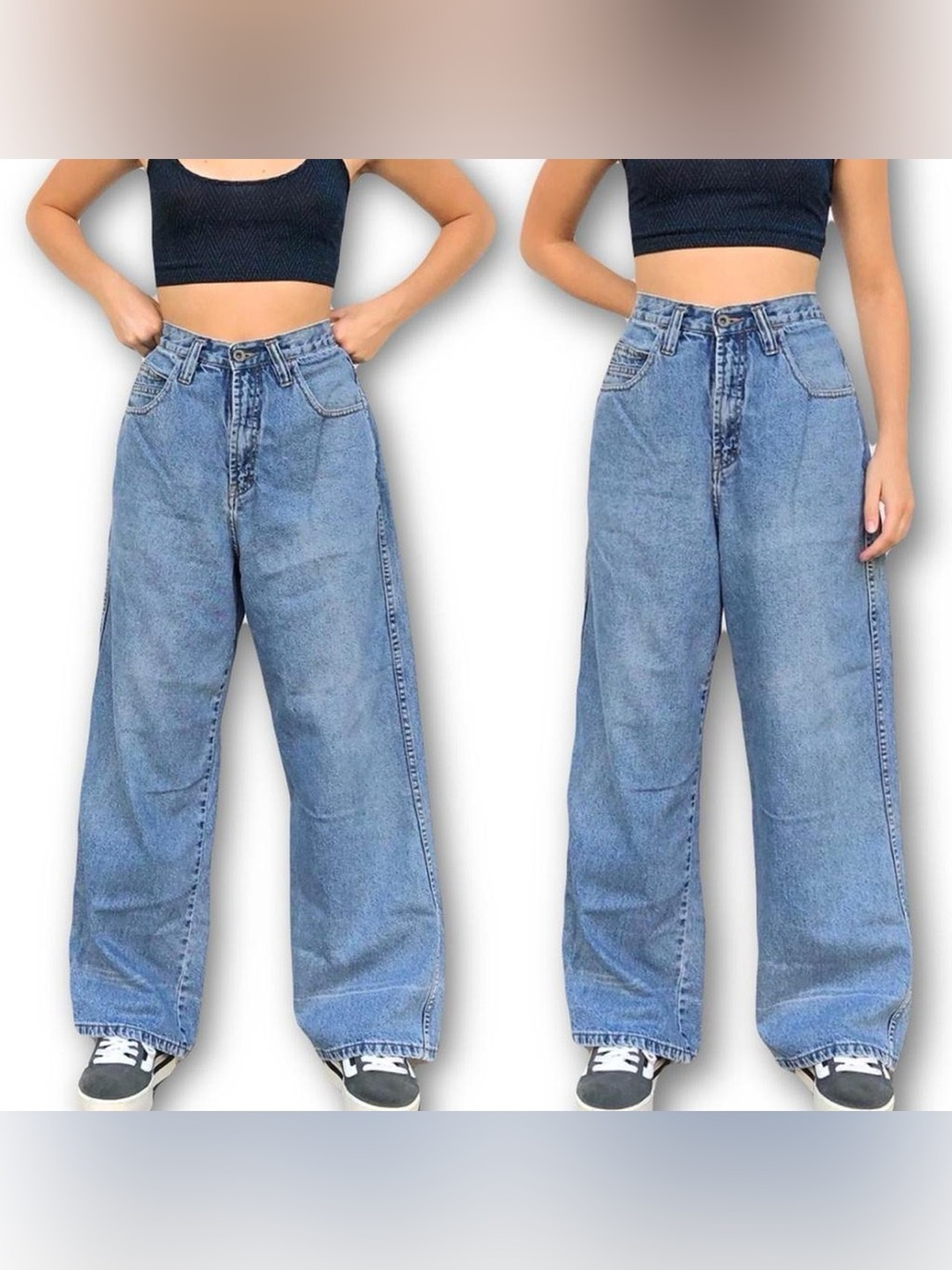 UNIONBAY Classic vintage High-Rise Wide Leg Jeans - Light Blue Denim
